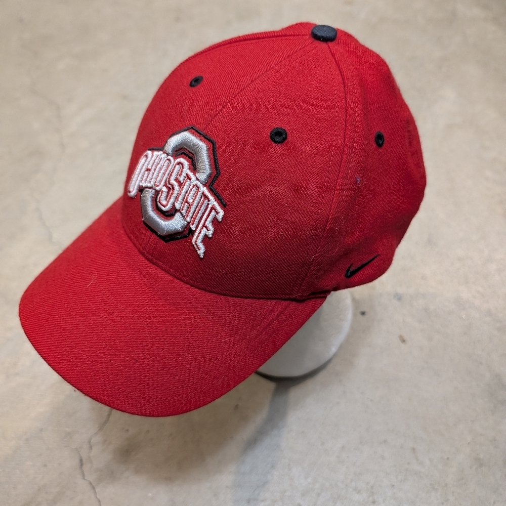 VTG Nike Team Ohio State Buckeyes Hat Red Strap Back Wool Red - Picture 1 of 6